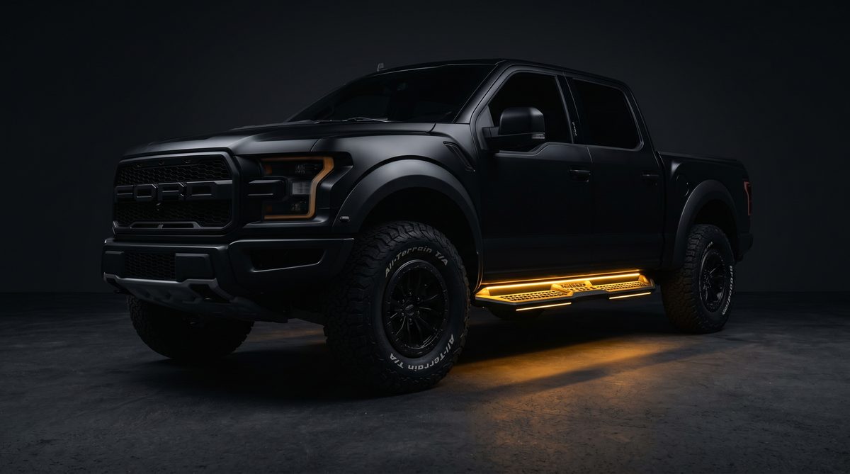 Power side steps fitted to pickup truck — Sharjah UAE